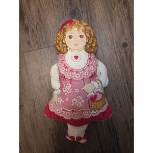 Vintage Little Girl With Hearts Throw Pillow